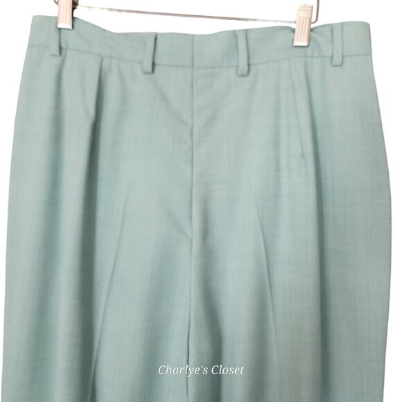 Vintage Bernard Zins Paris Blue Wool Pleated Trousers Sz.12 Quiet‎ Luxury NWT - Picture 4 of 12